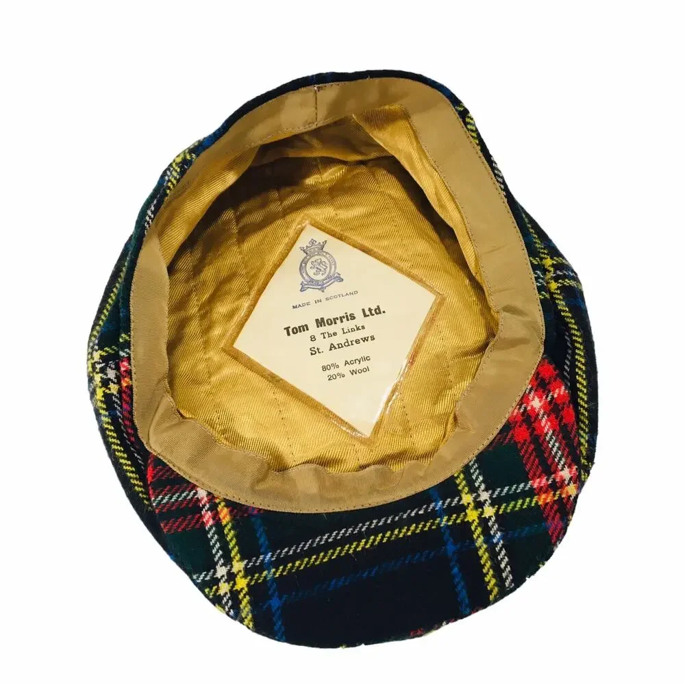 Scotland Tom Morris Blackwatch Acrylic & Wool Cabbie Golf Hat Plaid Sz 7.5